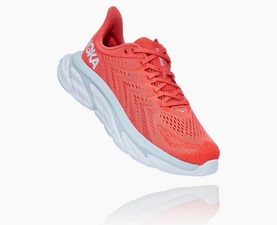 Running Shoes Womens - Hoka One One Clifton Edge - Red/White - UTVKFDP-15